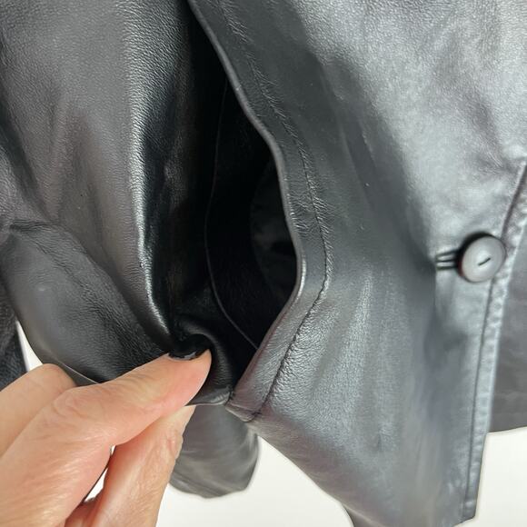 Vintage 90s Worthington Women’s Leather Jacket Blazer Career Classic Black Sz M - Picture 4 of 10